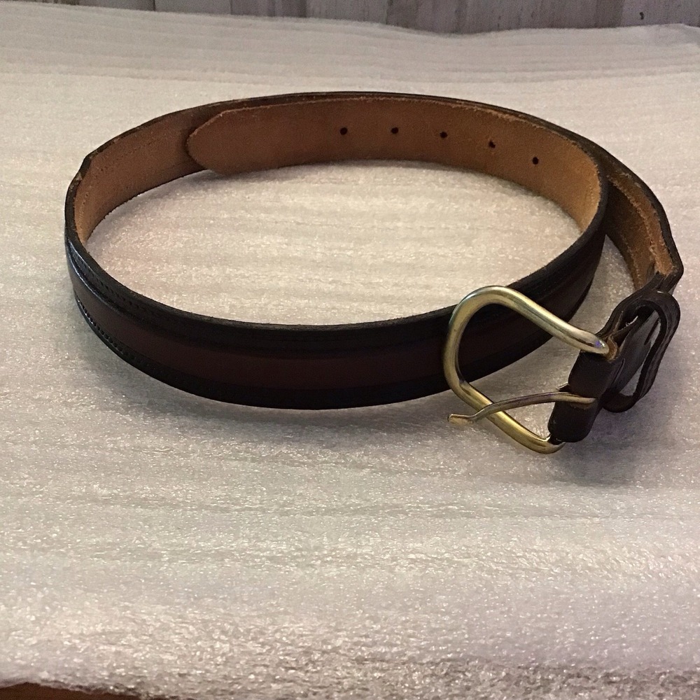 Brown Top Grain Cowhide Genuine Leather Belt Made In Hong Kong Mens Size 38